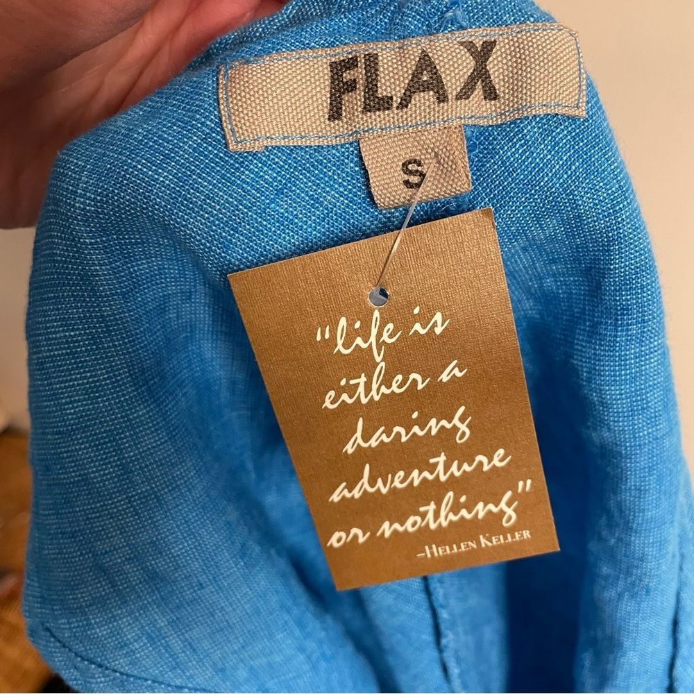 Flax Linen Top Sleeveless Tank Lagenlook Coastal Beach New Blue Size Small - Picture 5 of 7